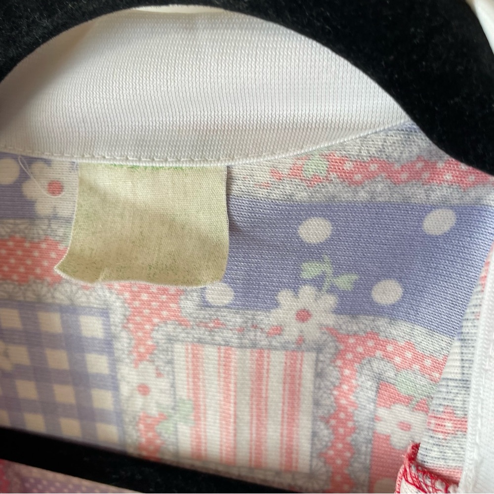 Vintage 70’s Patchwork Polyester Button Down Blou… - image 3